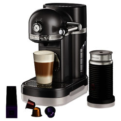 Nespresso Artisan Coffee Machine with Aeroccino by KitchenAid Medallion Silver